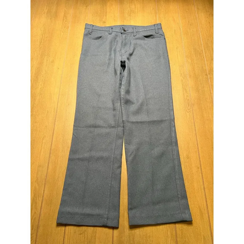 Levi’s Sta-Prest Pants Mens 34x38 Gray Polyester Vintage USA Bootcut ( Tag 35x32
